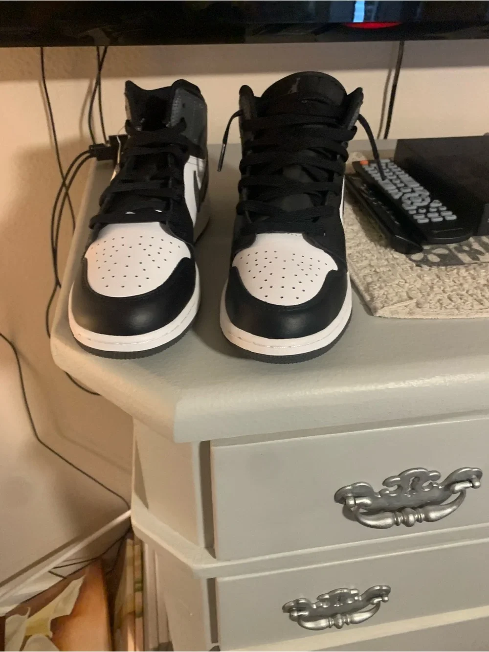 Jordan Men's Black and White High-Top Sneakers